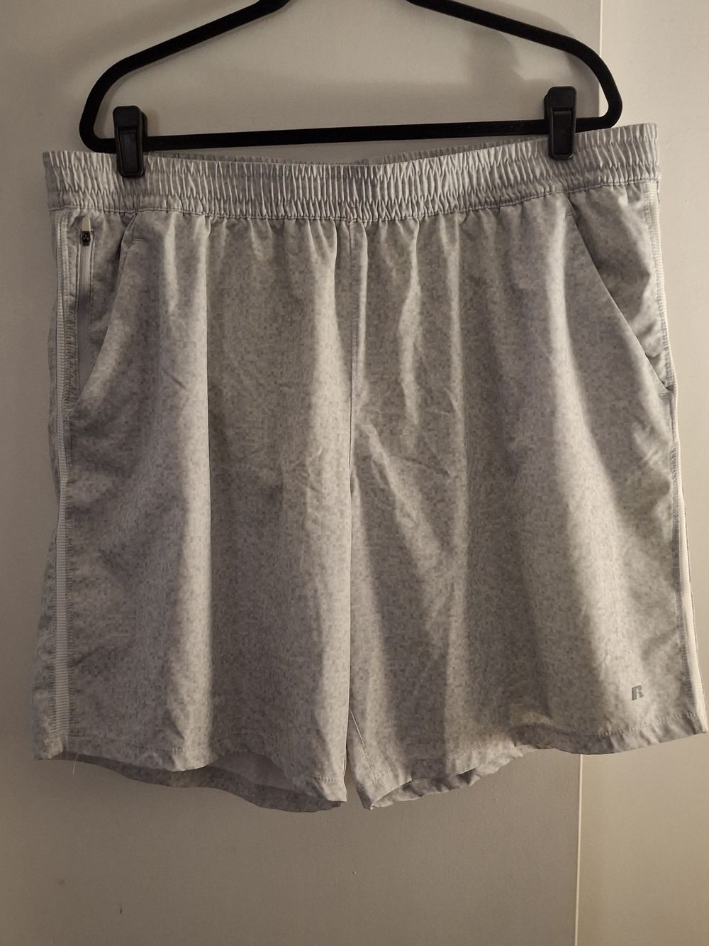 Russell Athletic Men's Light Gray And White Athletic Shorts